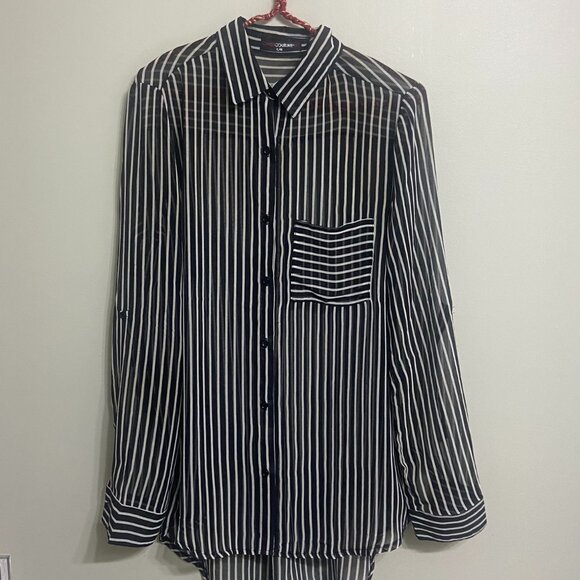 Candy Couture (Size L) Shear Striped Blouse - Picture 1 of 6